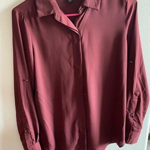 Maroon button up blouse
